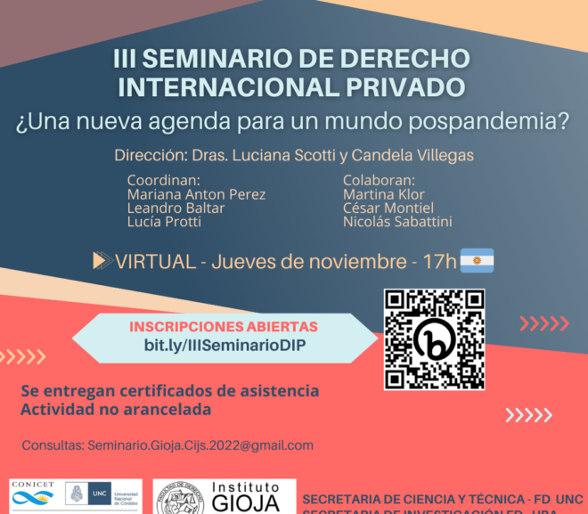 III Seminario de Derecho Internacional Privado ¿Una nueva agenda para un mundo pospandemia?